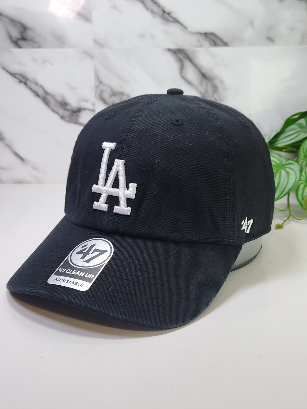 LA Cap. Los Angeles Dodgers Black Cotton Hat with White LA Logo
